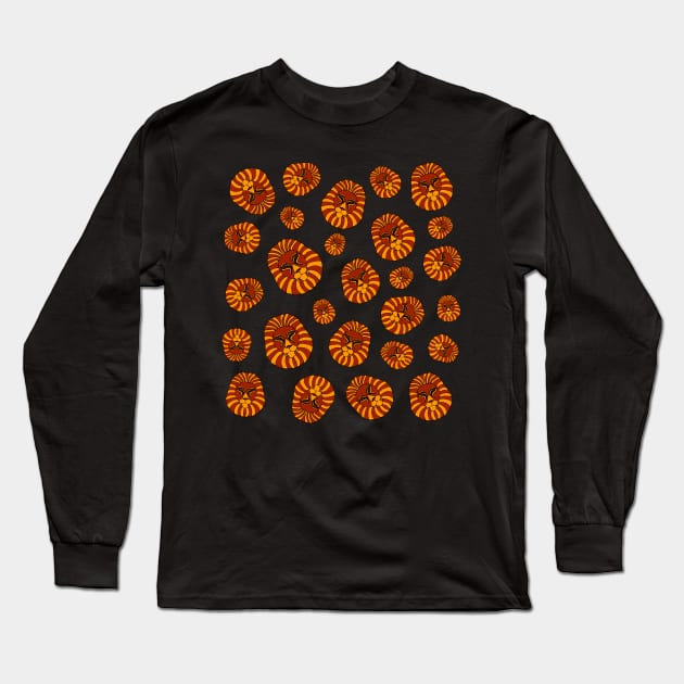 Lion Head Pattern #2 Long Sleeve T-Shirt by RockettGraph1cs